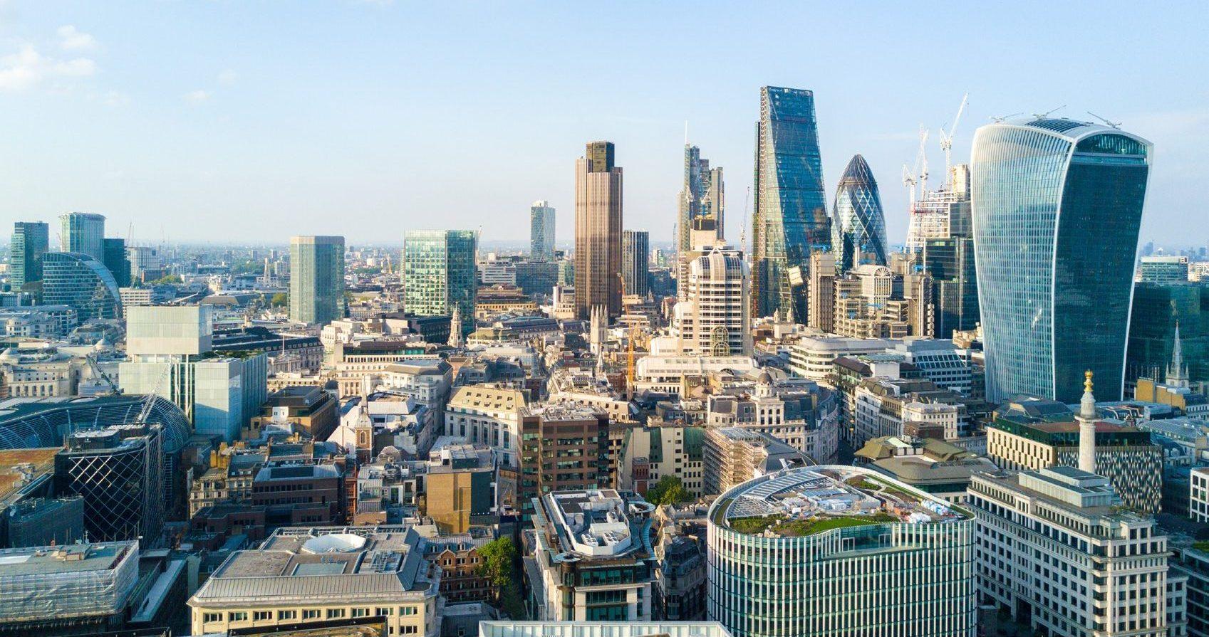 City of London skyline on a clear summer morning